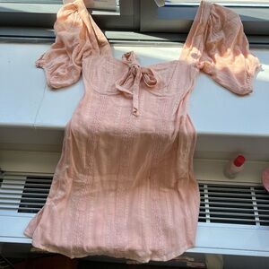 Lulu's Light Pink Puff Sleeve dress